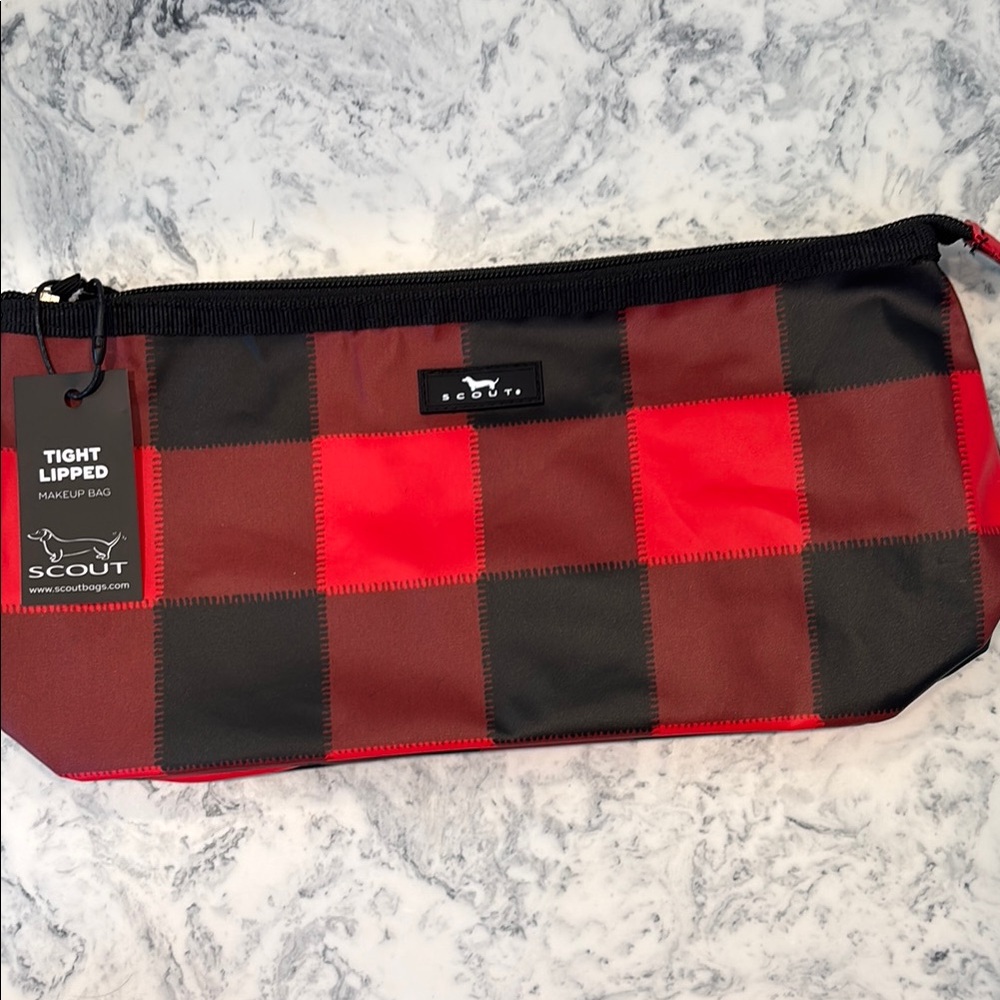 SCOUT Red and Black Checkered Makeup Bag